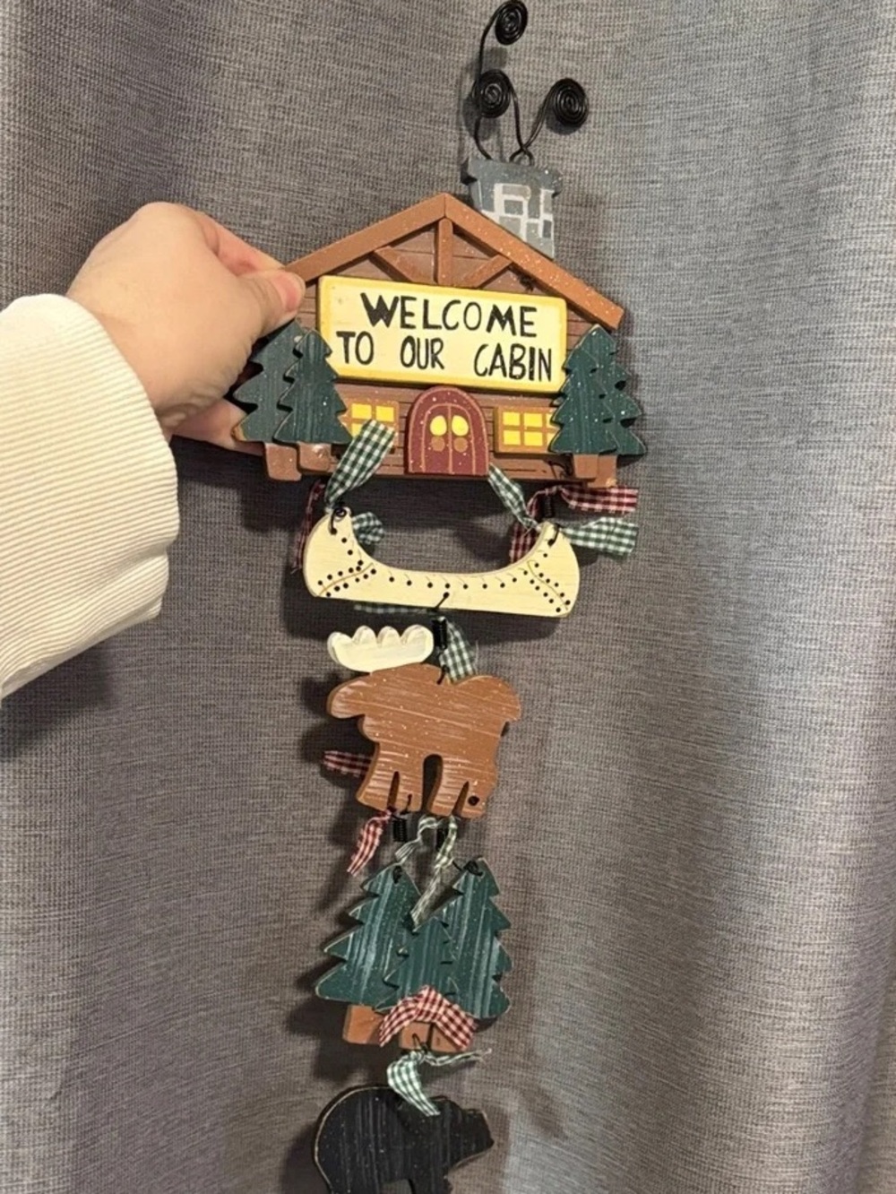 Welcome to Our Cabin Hanging Wall Decor - Multi-Color Rustic Cabin Sign